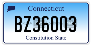 BZ36003  license plate in CT