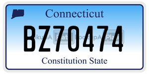 BZ70474  license plate in CT