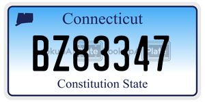 BZ83347  license plate in CT