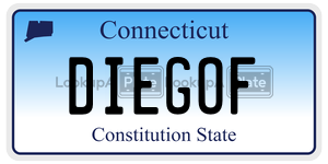 DIEGOF license plate in Connecticut
