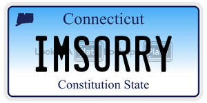 IMSORRY license plate in Connecticut