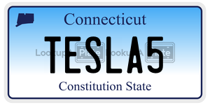 TESLA5  license plate in CT
