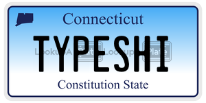 TYPESHI license plate in Connecticut