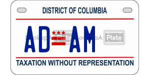 ADAM  license plate in DC