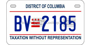 BV2185  license plate in DC