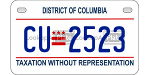 CU2523  license plate in DC