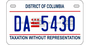 DA5430  license plate in DC
