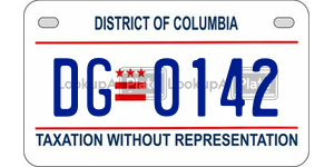 DG0142  license plate in DC