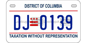 DJ0139  license plate in DC