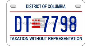 DT7798  license plate in DC