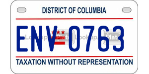 ENV0763  license plate in DC