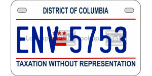 ENV5753  license plate in DC
