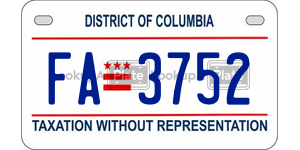 FA3752  license plate in DC