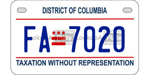 FA7020  license plate in DC