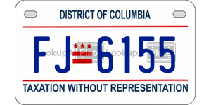 FJ6155  license plate in DC