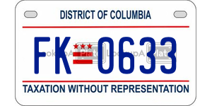 FK0633  license plate in DC