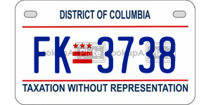 FK3738  license plate in DC