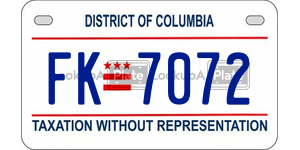 FK7072  license plate in DC