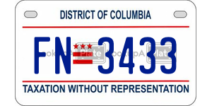 FN3433  license plate in DC