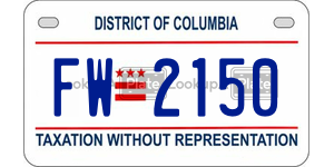 FW2150  license plate in DC