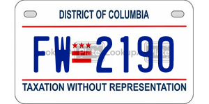 FW2190  license plate in DC