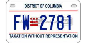 FW2781  license plate in DC