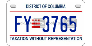 FY3765  license plate in DC