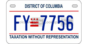 FY7756  license plate in DC
