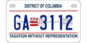 GA3112  license plate in DC