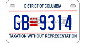 GB9314  license plate in DC