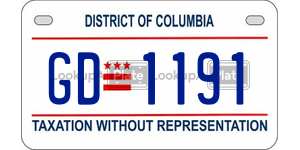 GD1191  license plate in DC