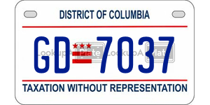 GD7037  license plate in DC