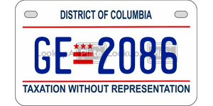 GE2086 license plate in District of Columbia