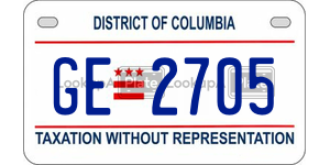 GE2705  license plate in DC