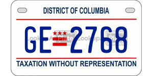 GE2768  license plate in DC