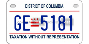 GE5181  license plate in DC