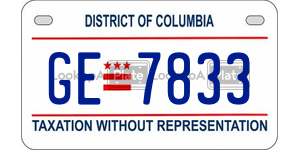 GE7833  license plate in DC