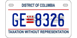 GE8326  license plate in DC