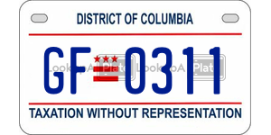 GF0311  license plate in DC