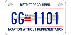 GG1101  license plate in DC