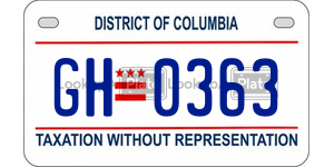 GH0363  license plate in DC