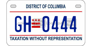 GH0444  license plate in DC