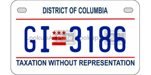 GI3186  license plate in DC