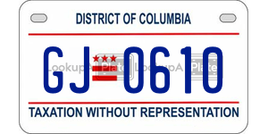 GJ0610  license plate in DC