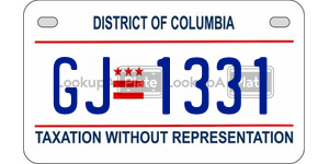 GJ1331  license plate in DC