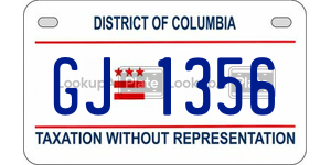 GJ1356  license plate in DC
