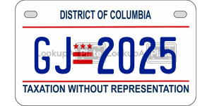 GJ2025  license plate in DC