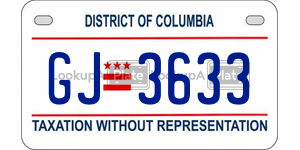 GJ3633  license plate in DC