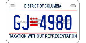 GJ4980  license plate in DC