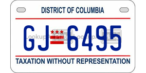 GJ6495  license plate in DC